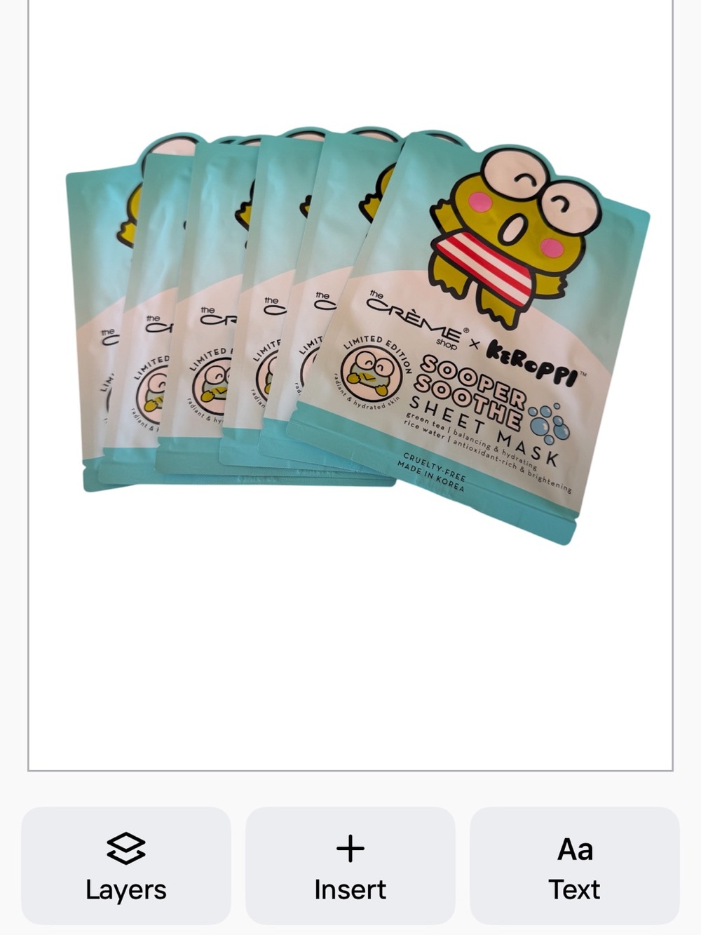 The Crème Shop x Keroppi Sooper Soothe Sheet Mask Set of 6